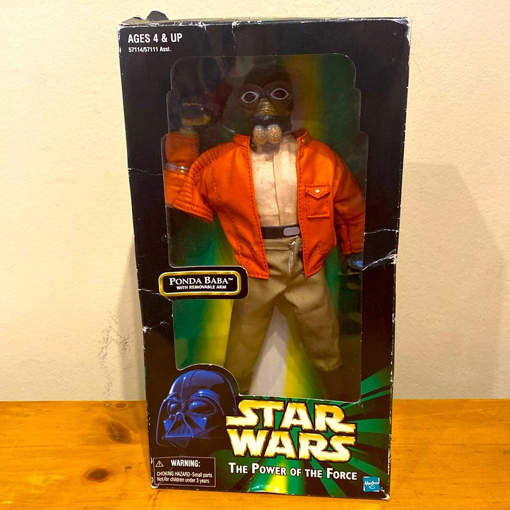 Vintage 1998 Star Wars Fully Poseable Ponda Baba Figure w Removable Arm in Box